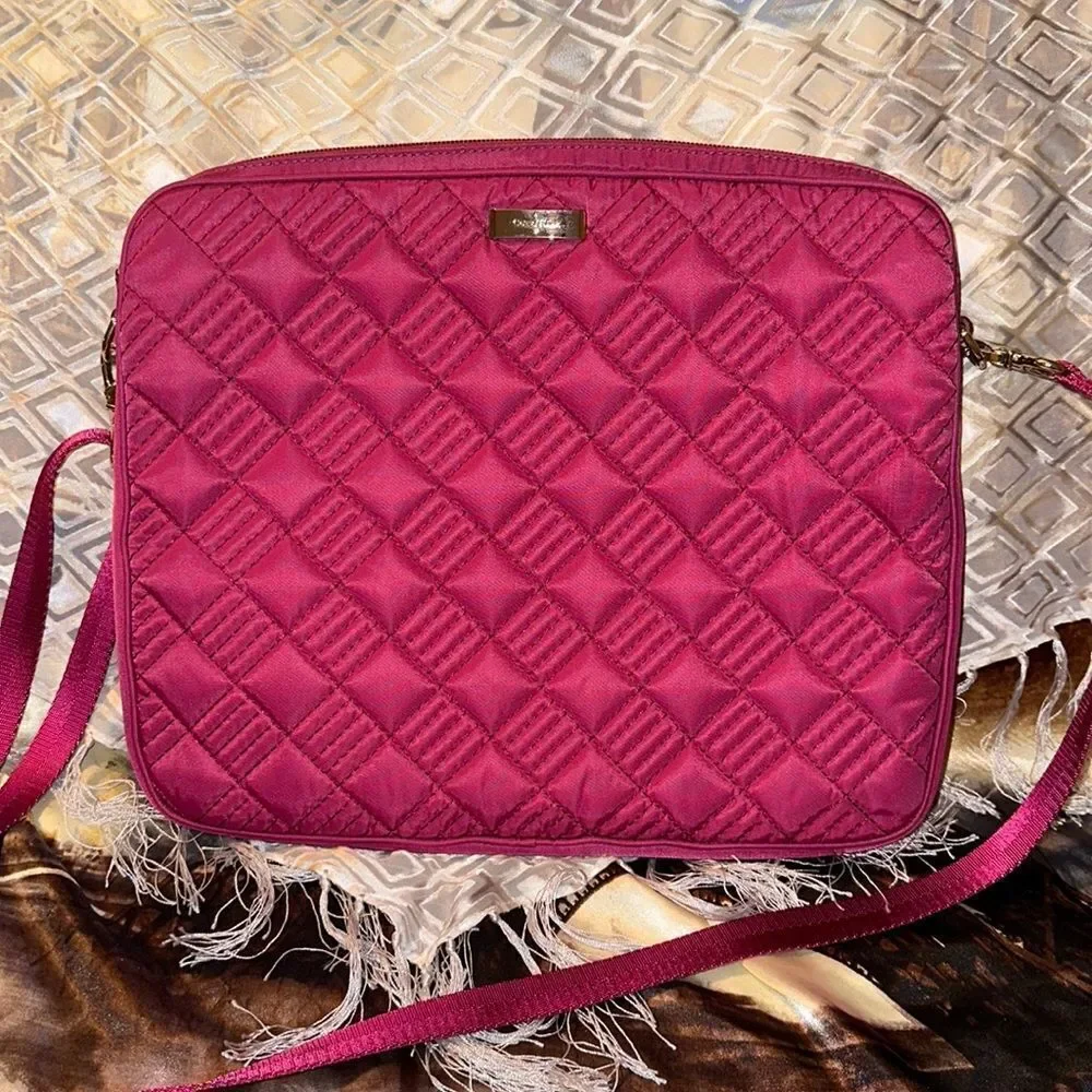 Cole Haan Fuchsia Quilted Padded Laptop Case Bag